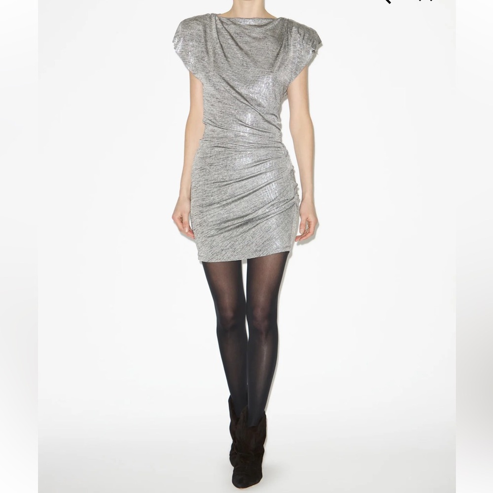 Isabel Marant Etoile Nadilia Dress Size M Silver Metallic Party Chic High End